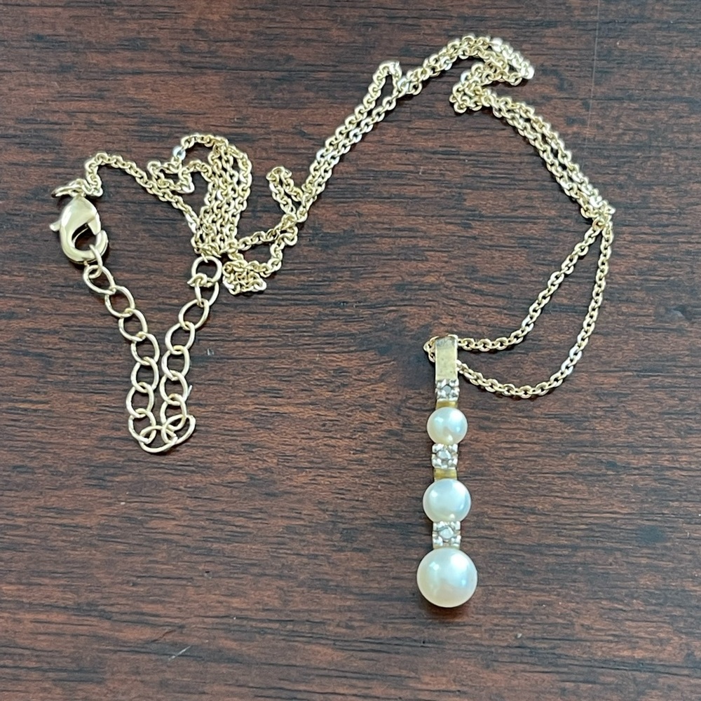 Genuine freshwater cultured pearl & diamond gold plated solid 925 silver pendant - Picture 5 of 11